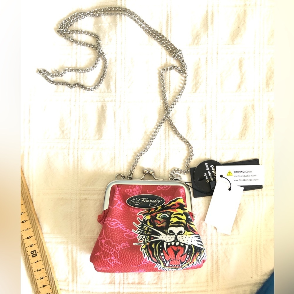 EdHardy Pink Metal chain strap tiny purse